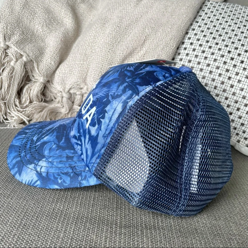 Billabong Florida Blue Palm Trees Trucker Hat Women’s Snapback Cap NWT